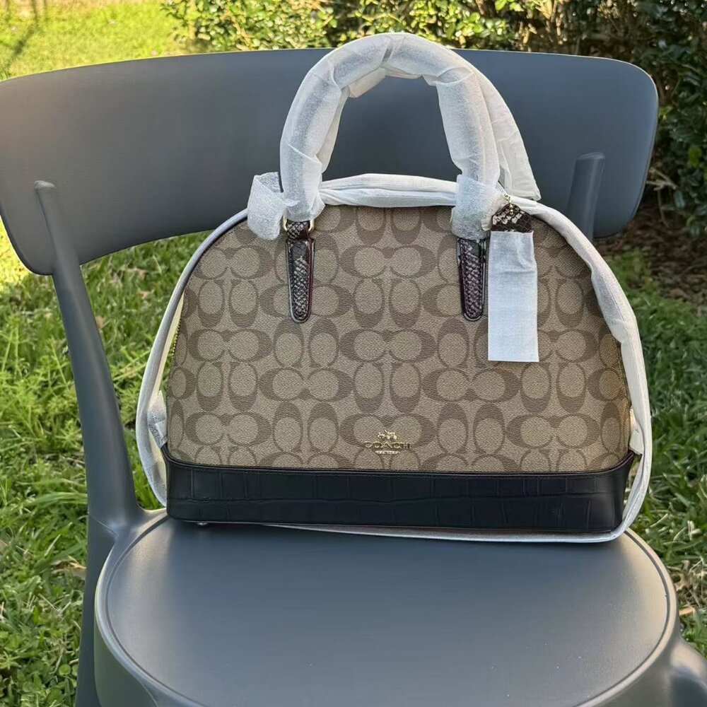 Coach Signature with Eotic Mix Sierra Satchel Bag